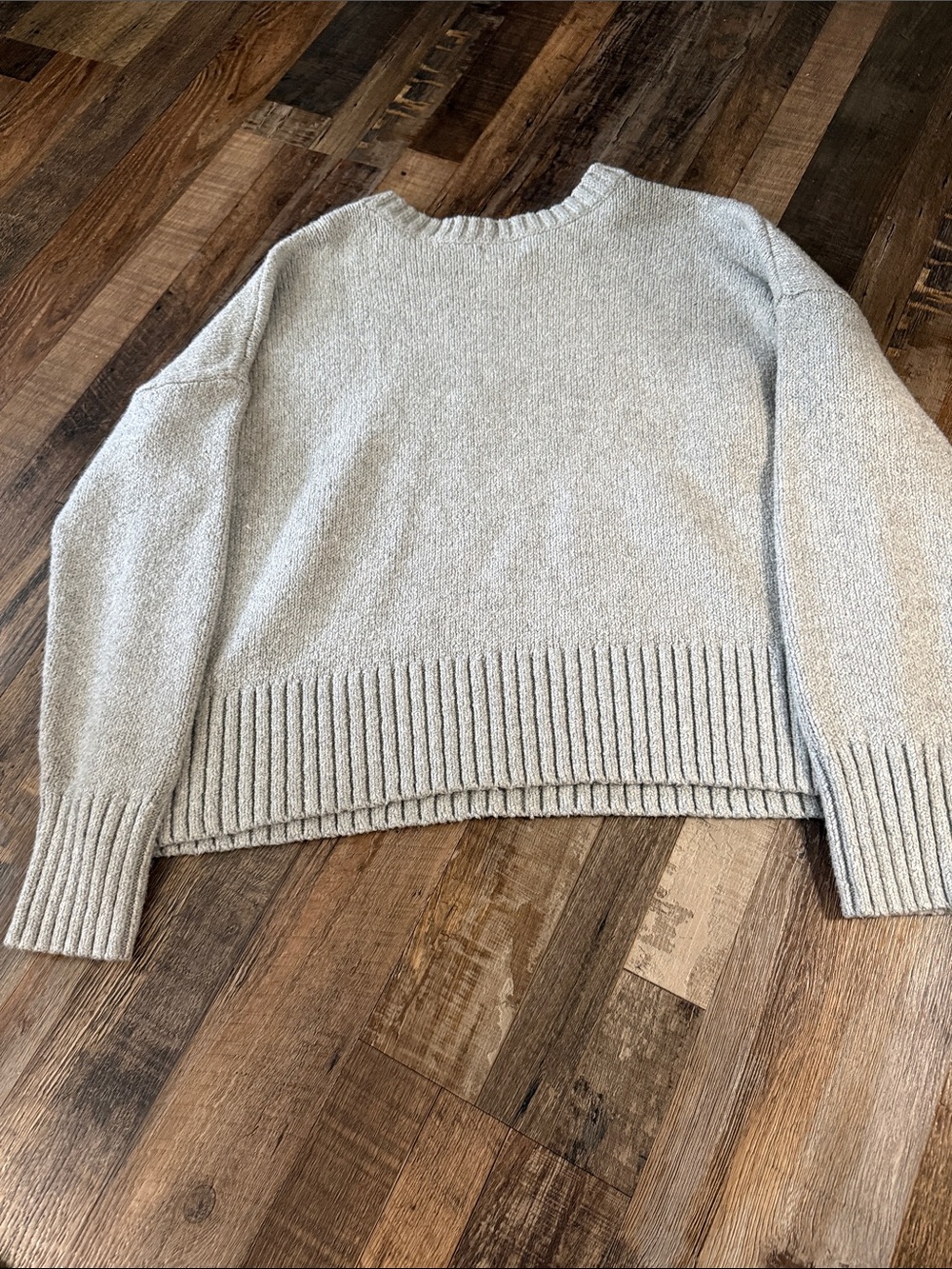Lands' End Light Gray Crewneck Knit Sweater - Picture 3 of 3